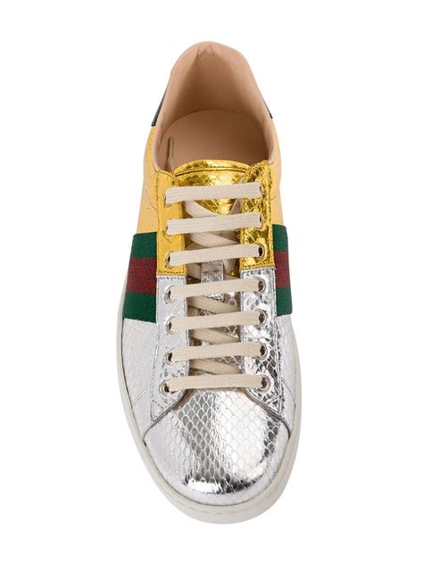 gucci black pearl shoes|Gucci ace metallic snakeskin sneakers.